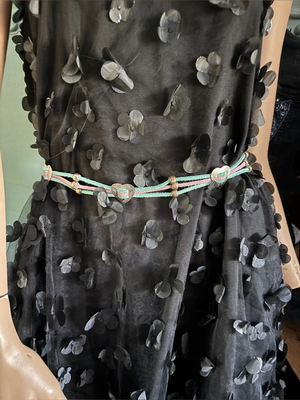 1980s Leather and Heart Concho Belt